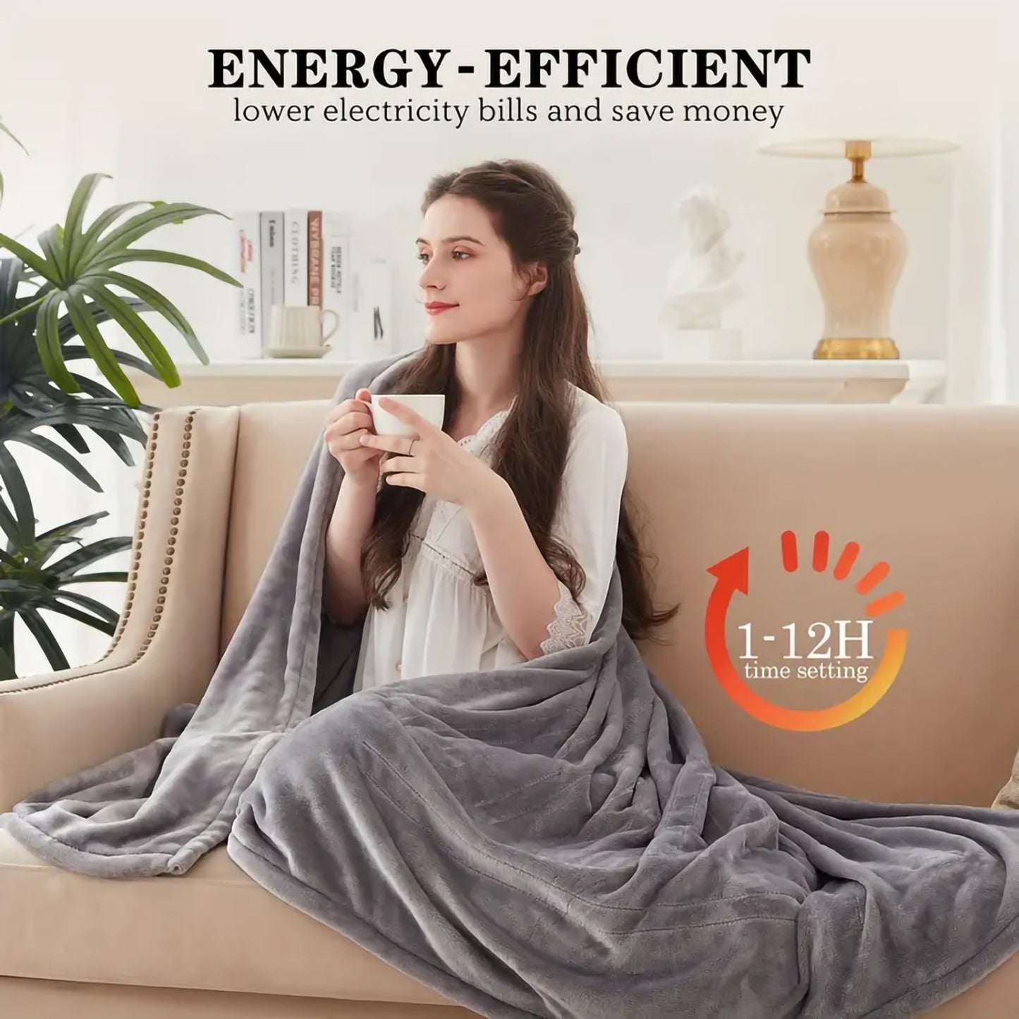 Heated Blanket Queen Size With Dual Zone Control - 10 Heat Settings Electric Throw Blanket With Automatic Shut Off Timer, Machine Washable Soft Flannel