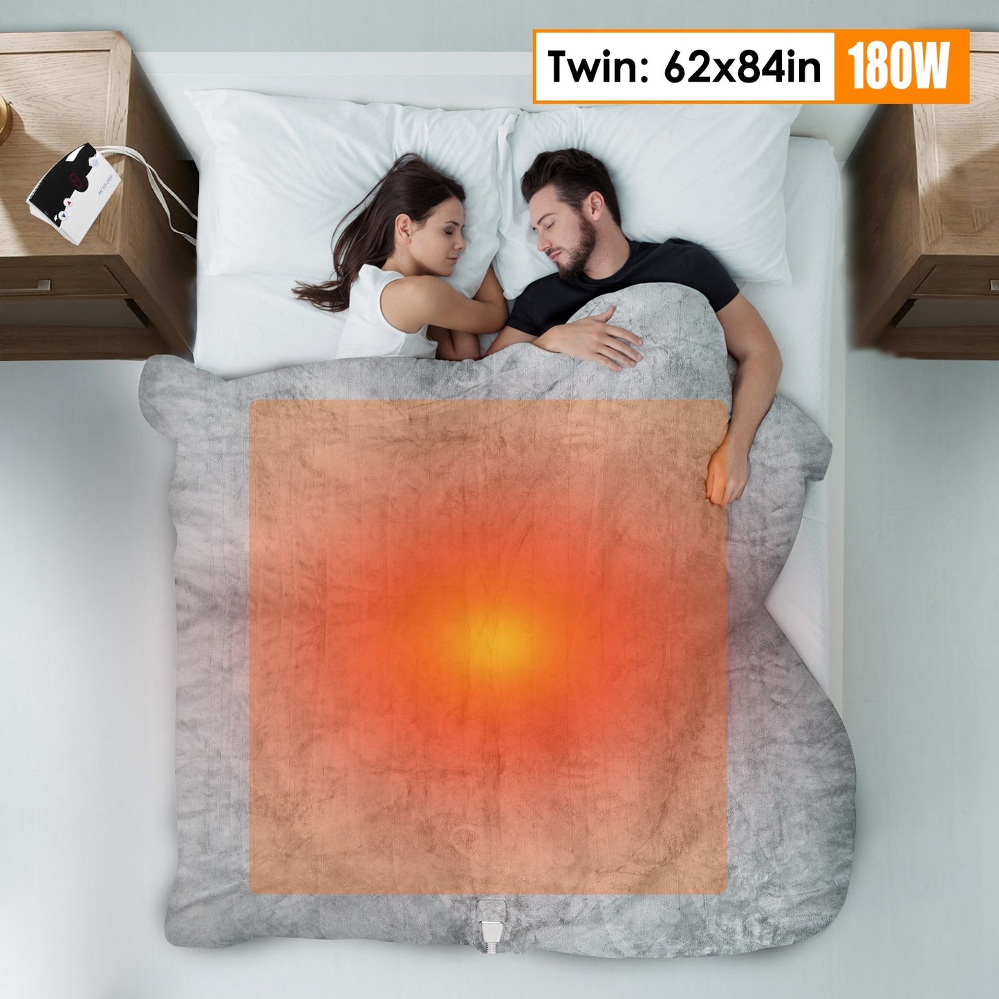 1Pc Electric Heated King Size Fleece Heated Blanket With Dual Controller 10 Heating Levels 10 Hours Auto Off Machine Washable For Home Office Usage 90x100in