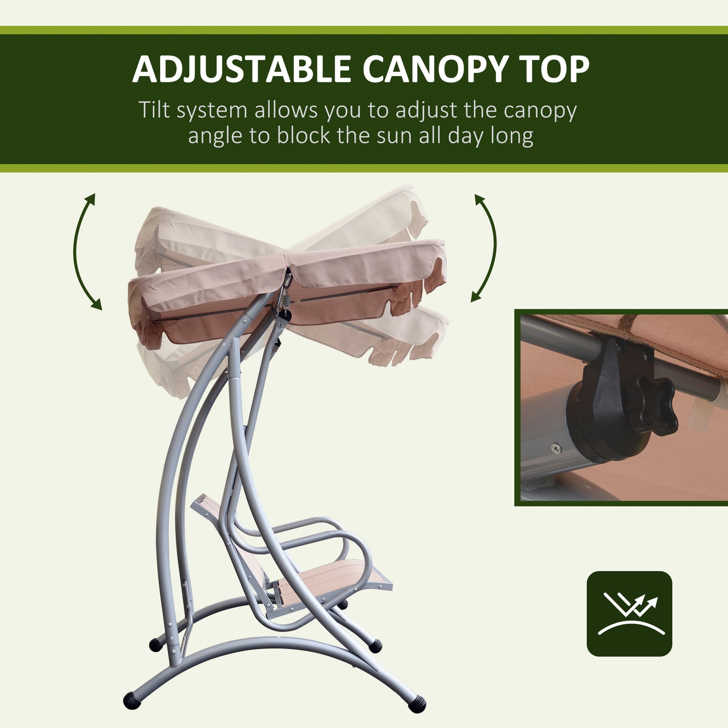 Outdoor Swing Chair Bench With Stand And Adjustable Canopy Porch Swing For Patio Garden