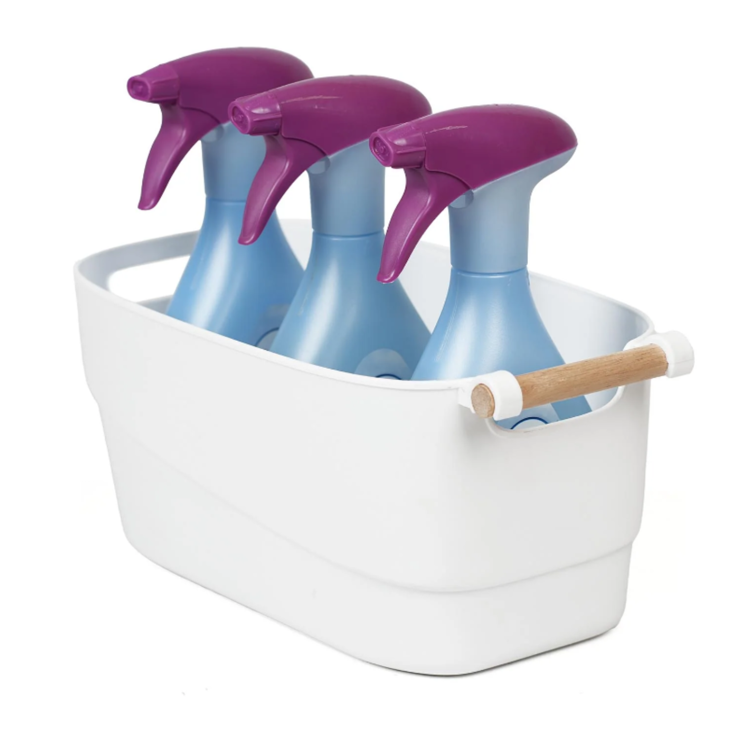 Medium White Storage Tub with Wooden Handle-4