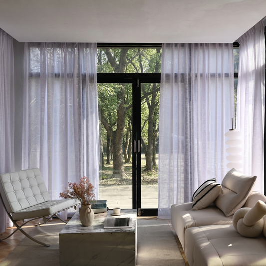Custom Linen Sheer Solid Curtains-0