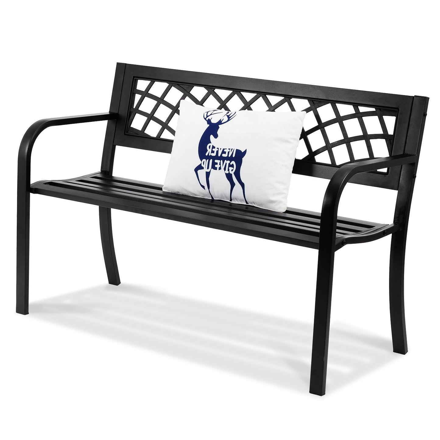 VEVOR Outdoor Bench,46 Inches Metal Garden Bench For Outdoors, 480 Lbs Load Capacity Bench,  Outdoor Garden Park Bench With Backrest And Armrests, Patio Bench For Garden, Park, Yard, Front Porch