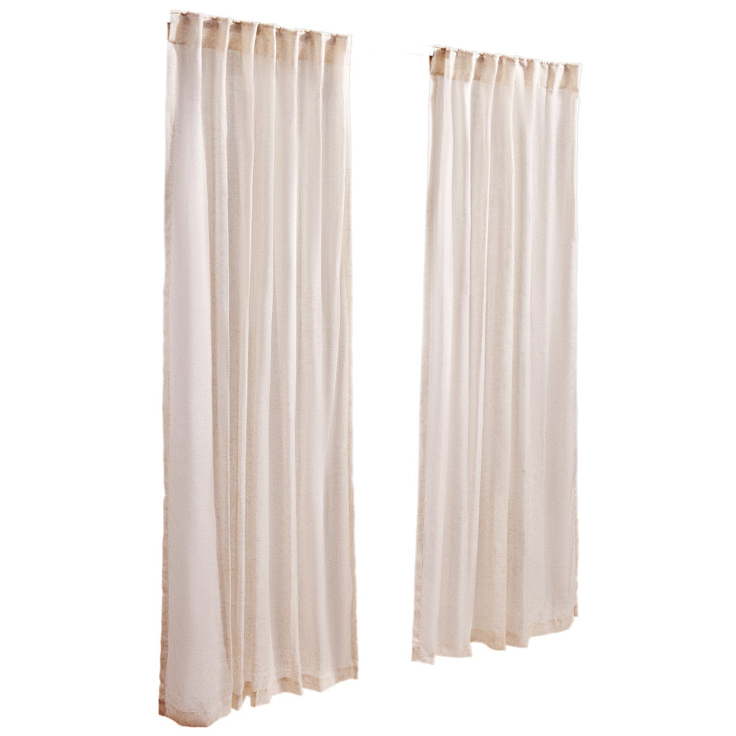 Natural Linen Curtains 52 X 84 Inch 2 Panels Set Semi Sheer Light Filtering