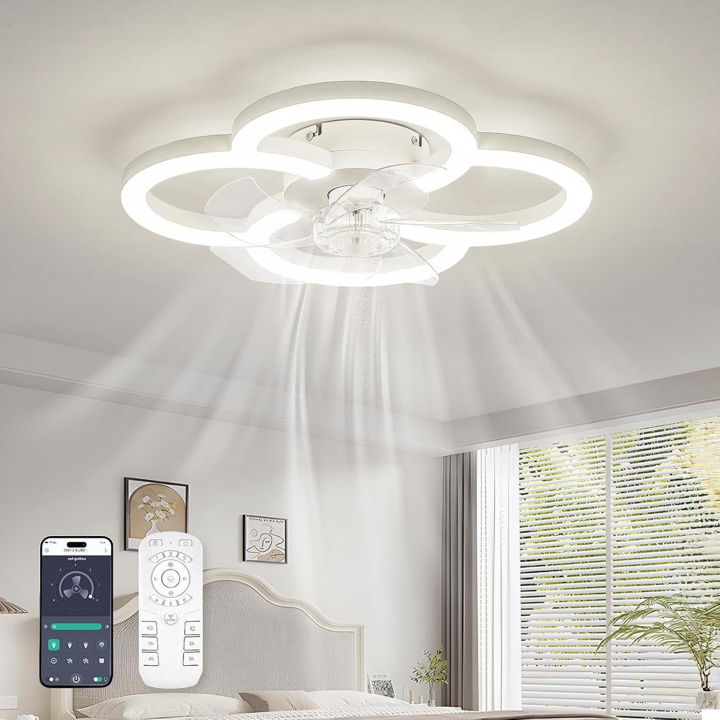 Low Profile Ceiling Fan With Lights And Remote Control-0