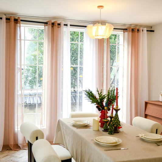 Custom Linen Texture Ombre Sheer Curtains-0