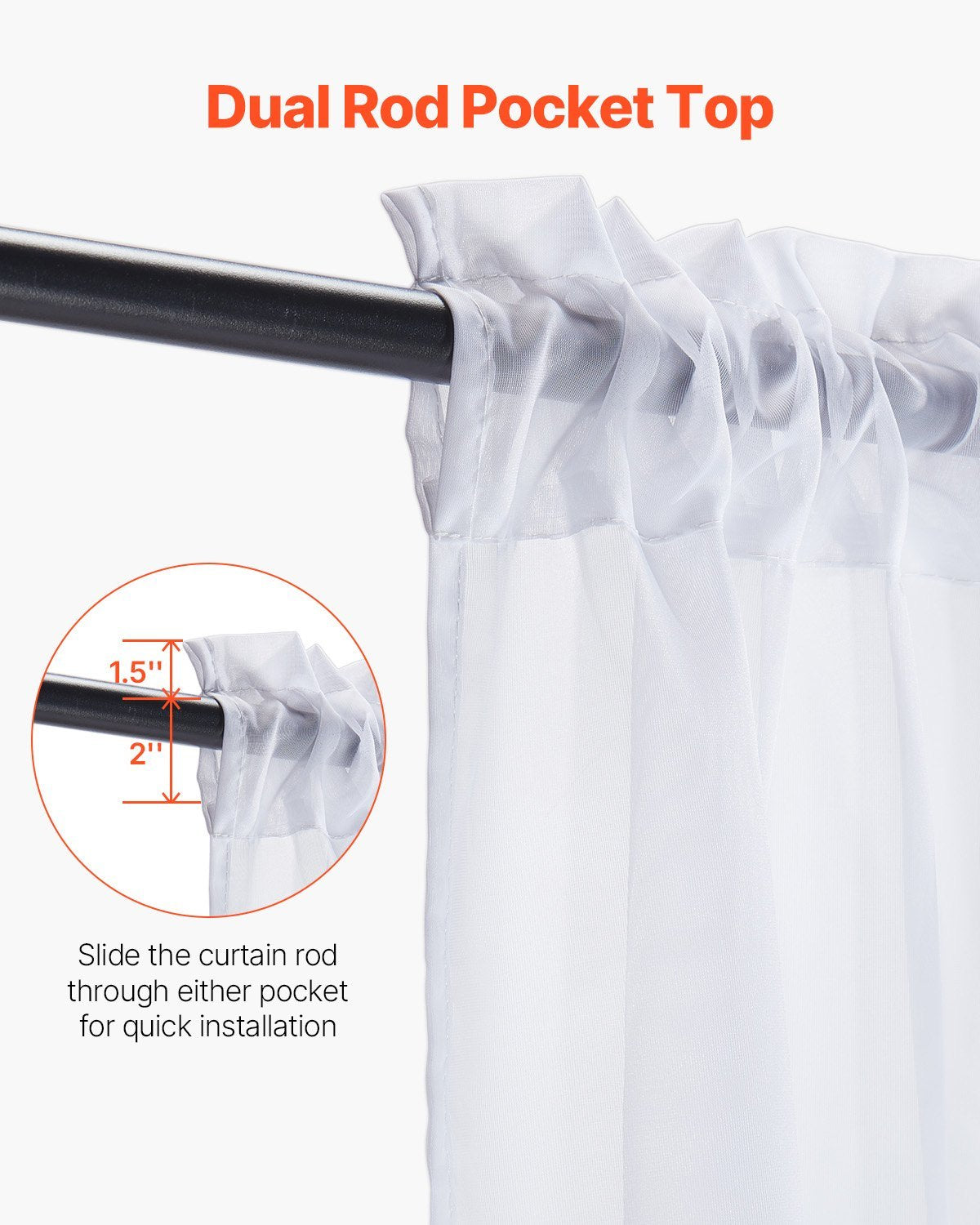 Sheer Curtains 42 W X 84 L Inches 2 Panels Window Drapes Rod Pocket Polyester