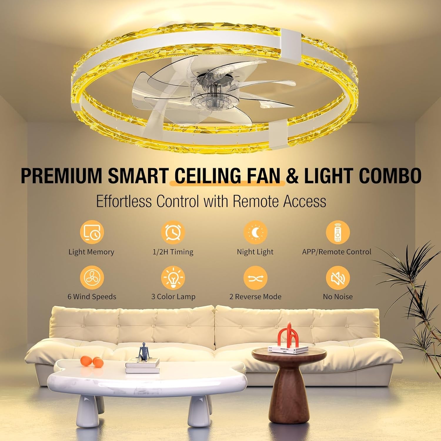 20Inch Flush Mount Ceiling Fan With Dimmable Lights-1