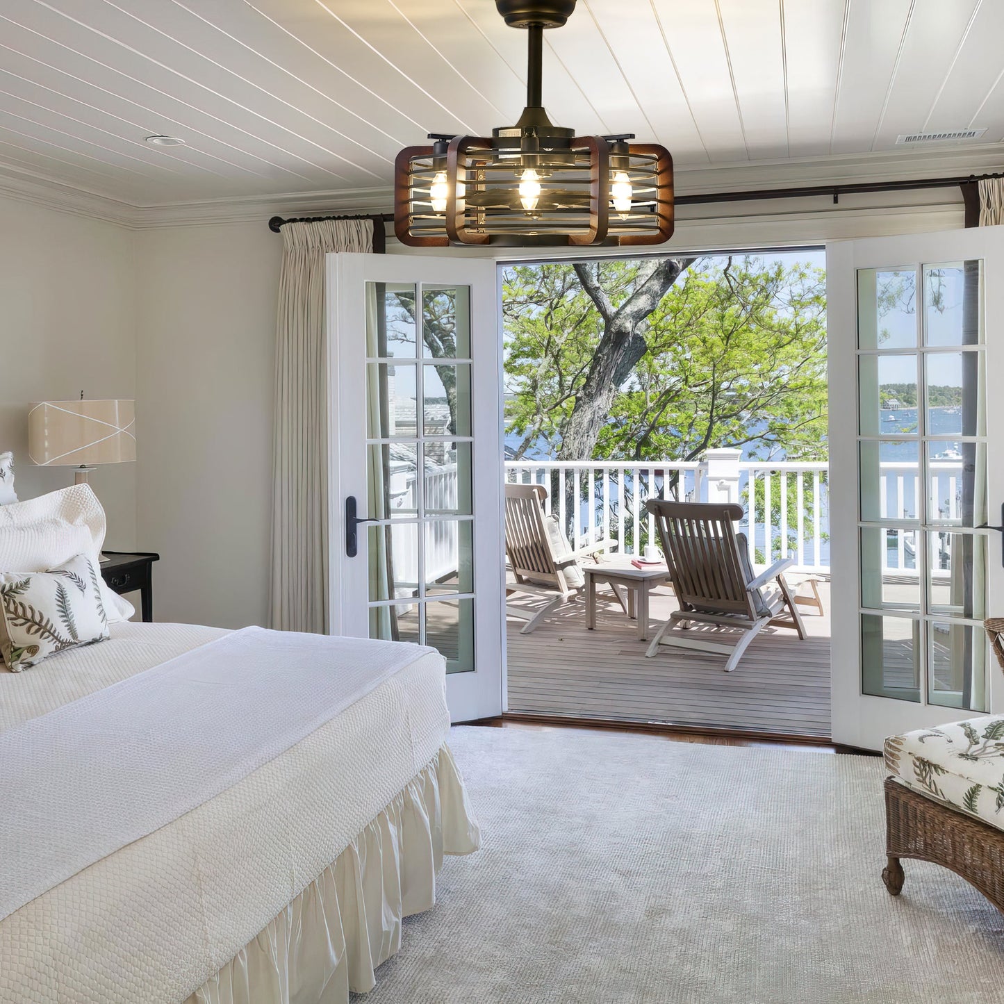 Caged Ceiling Fans with 6 LED Lights-3