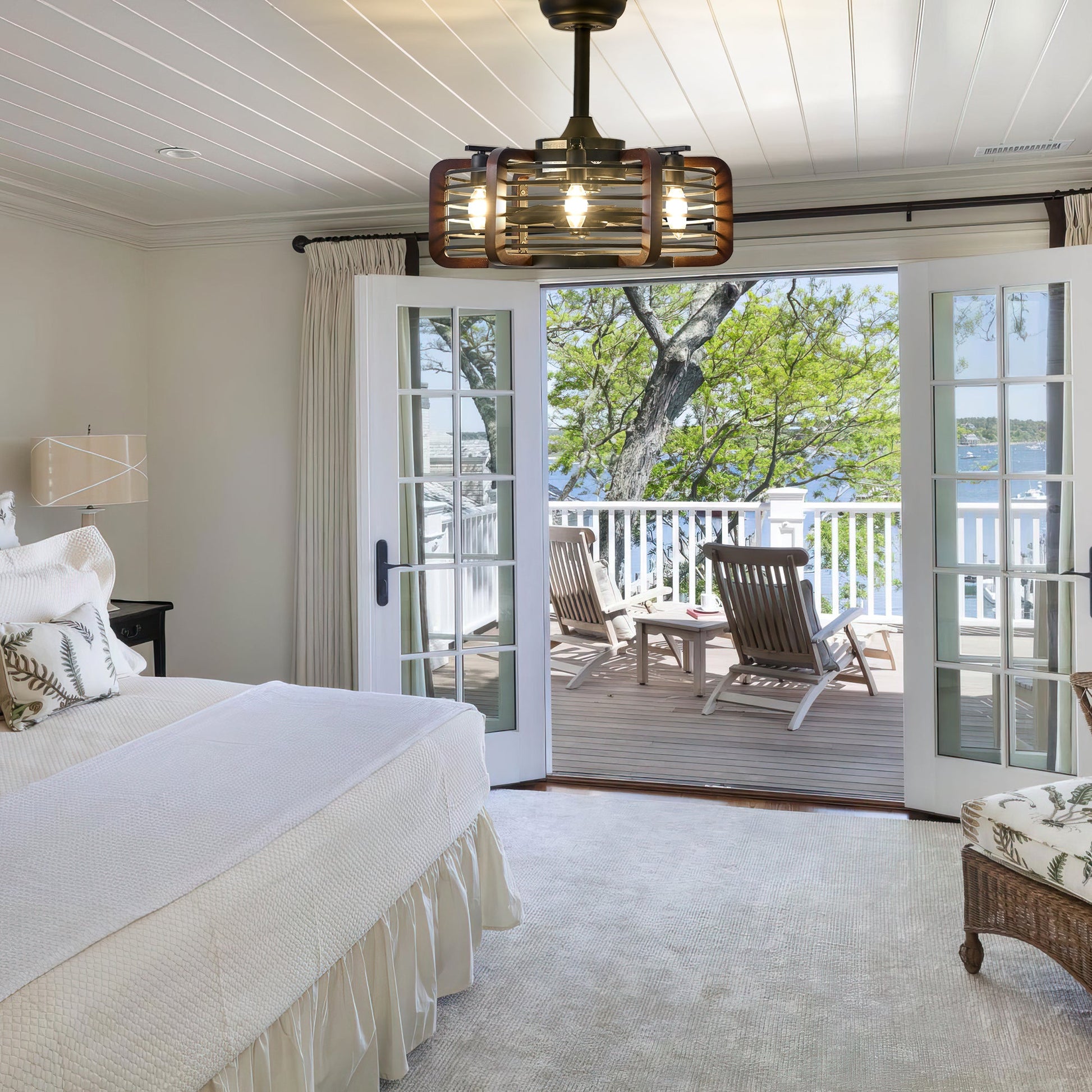 Caged Ceiling Fans with 6 LED Lights-3