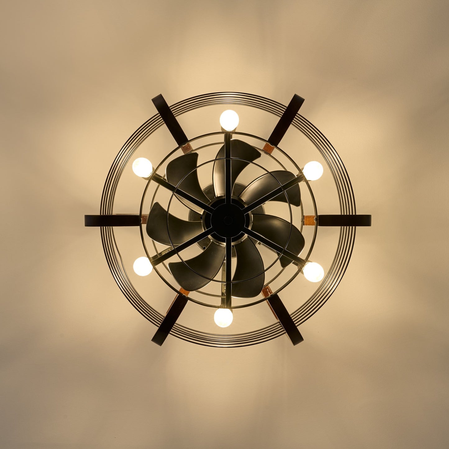 Caged Ceiling Fans with 6 LED Lights-4