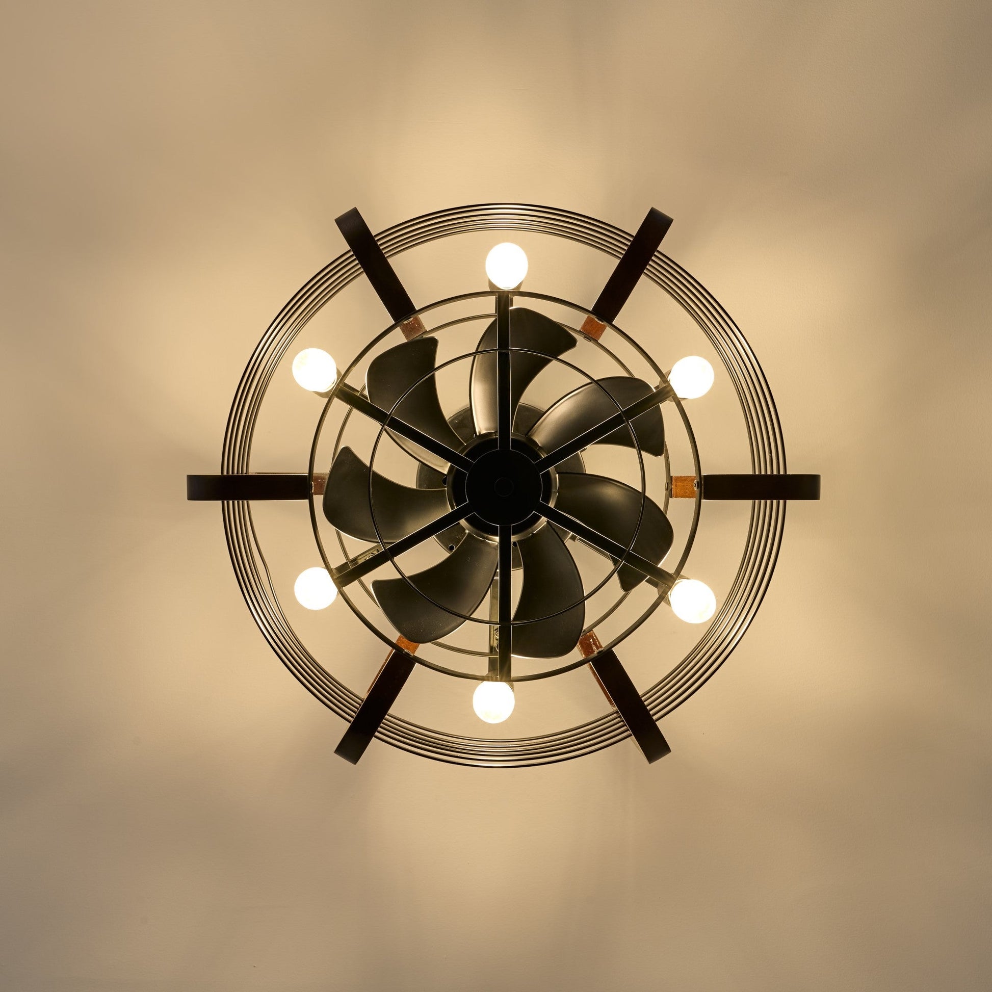 Caged Ceiling Fans with 6 LED Lights-4