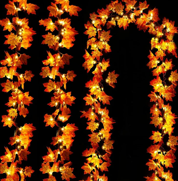 Simulation Maple Leaf Light String Thanksgiving Halloween Room Decoration Arrangement Battery Box