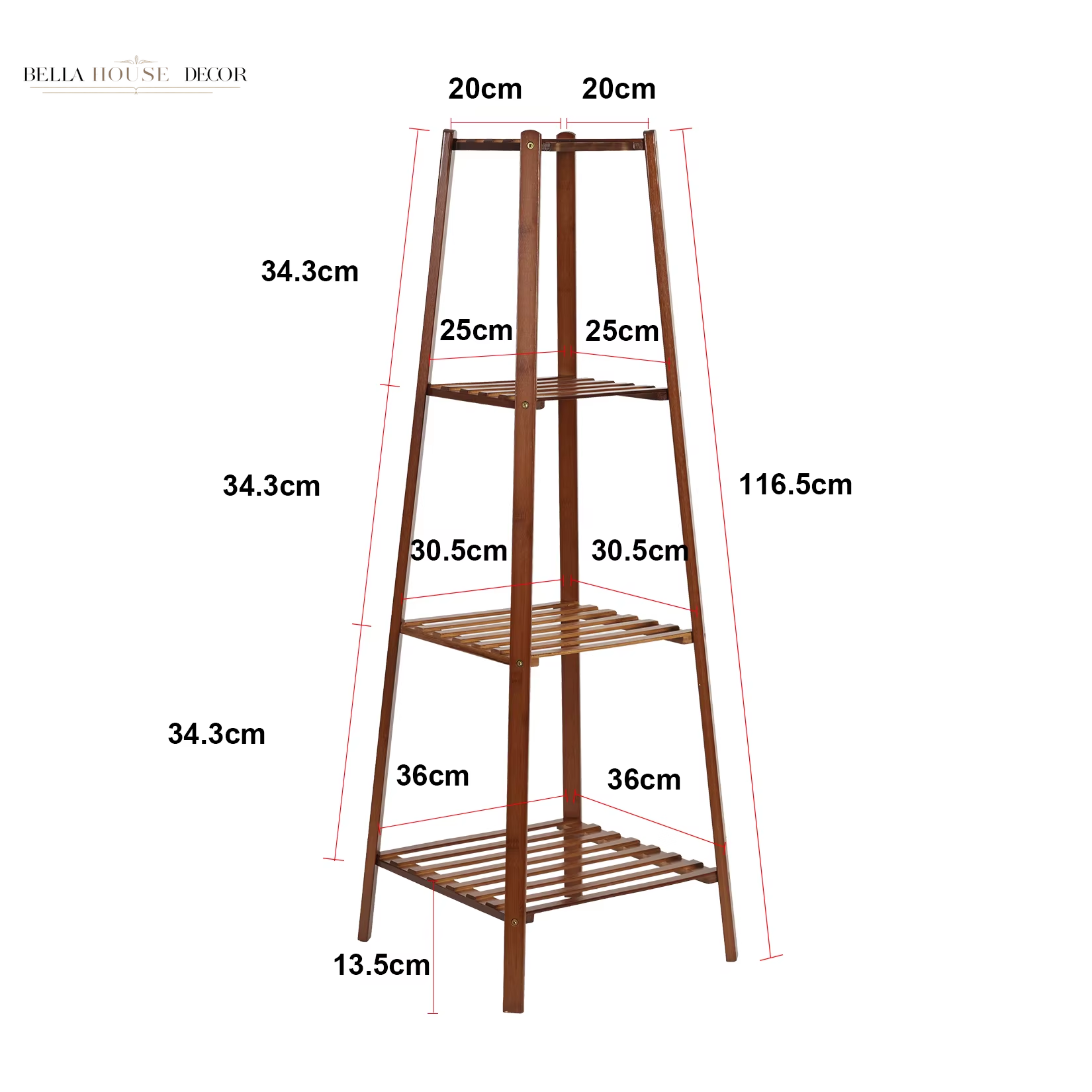 77/97/117Cm Tall Bamboo Plant Stand Flower Pot Display Rack Shelf Indoor Outdoor