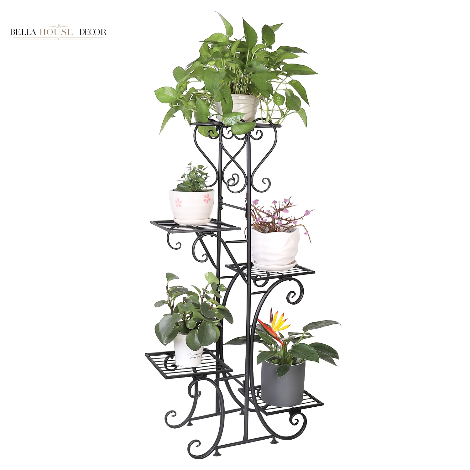 5 Tiered Tall Plant Stand Indoor Iron Planter Shelf Rack Garden Metal Flower Pots Display Holder Outdoor