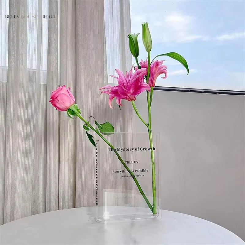 Creative Book Flower Vase Acrylic Flower Vase Plant Vases Decorative Modern Decorative Bottles for Wedding Gift Home Decor