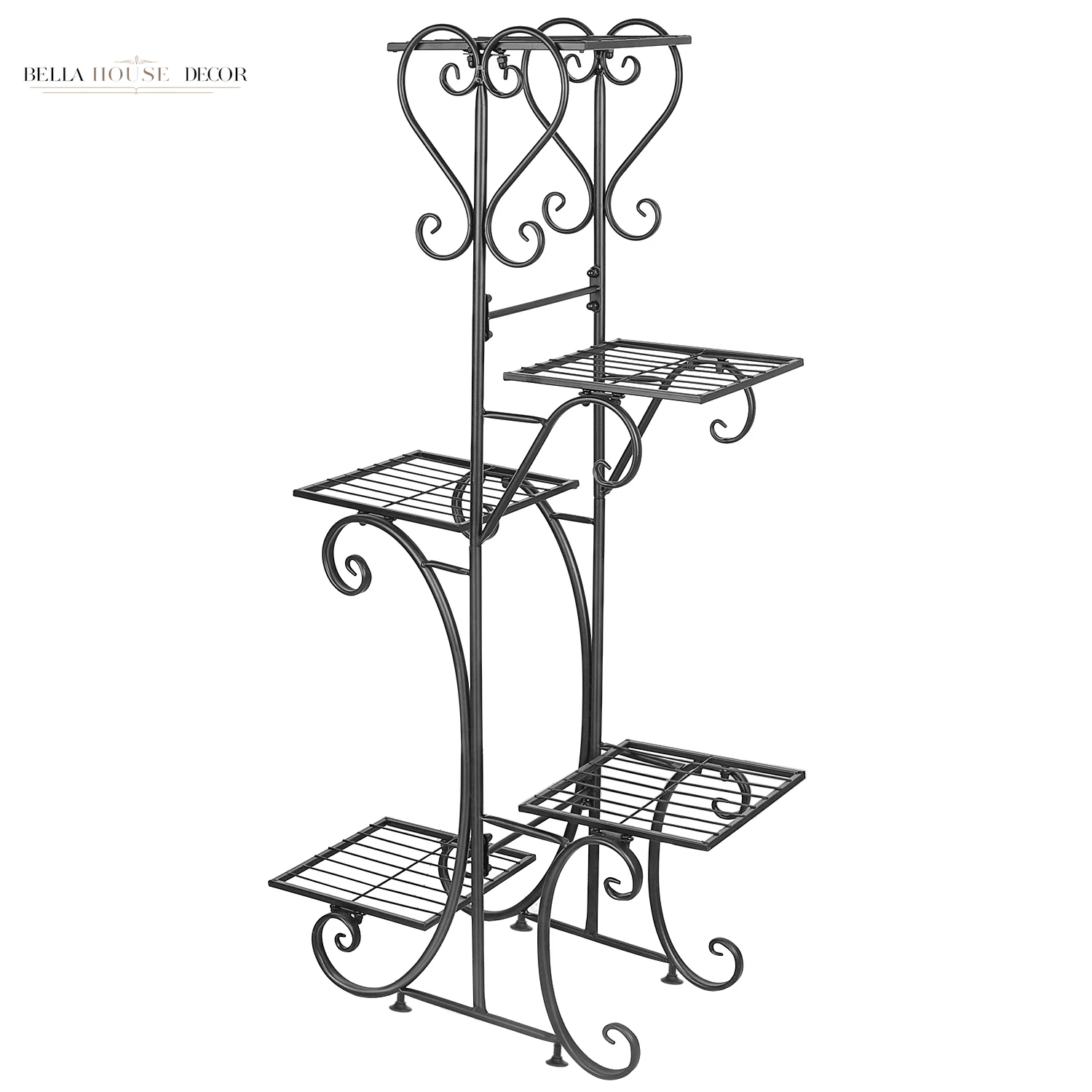5 Tiered Tall Plant Stand Indoor Iron Planter Shelf Rack Garden Metal Flower Pots Display Holder Outdoor