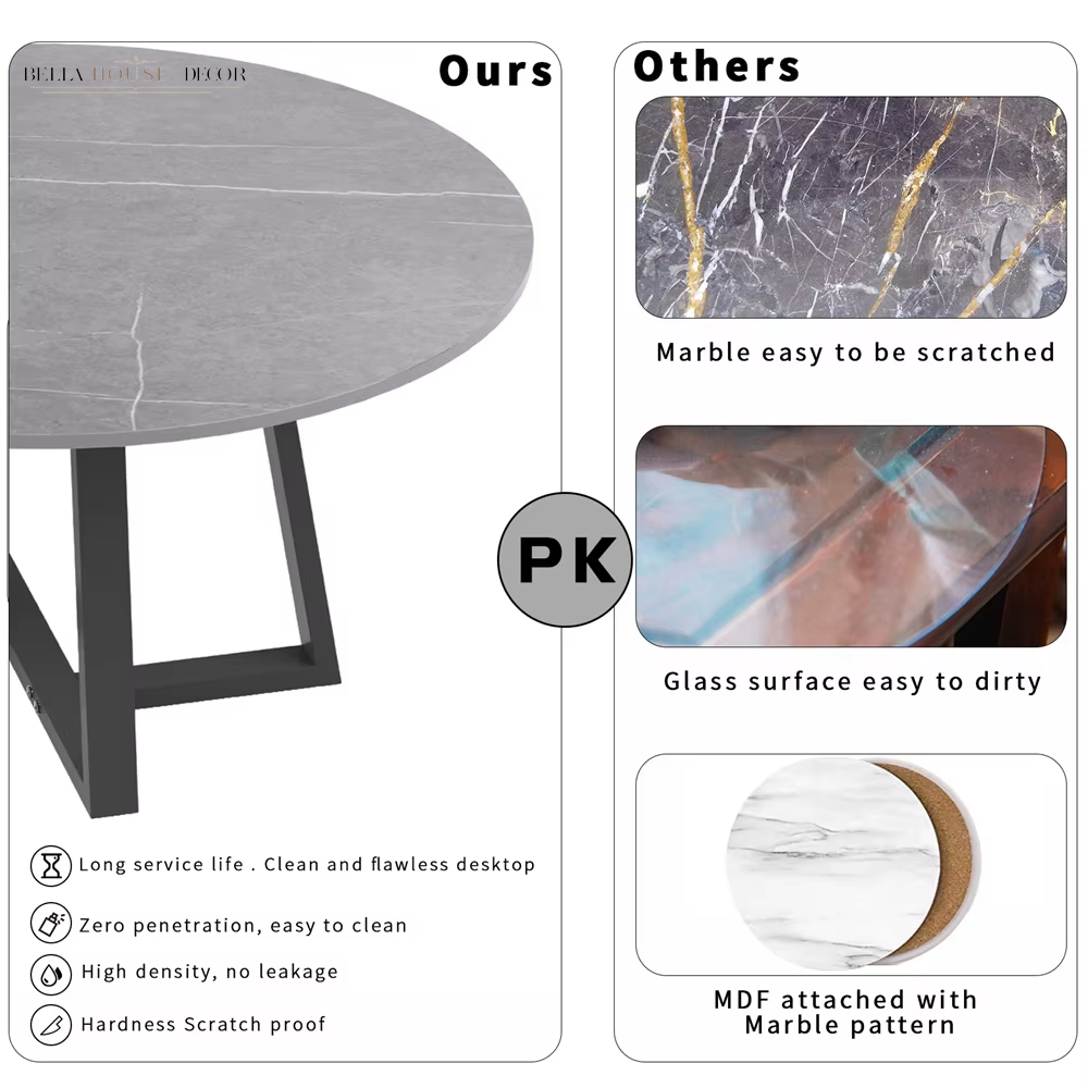 Round Modern Marble Nesting Coffee Set of 2, Stacking Living Room Accent Tables Furniture Sintered Stone Tabletop End Table