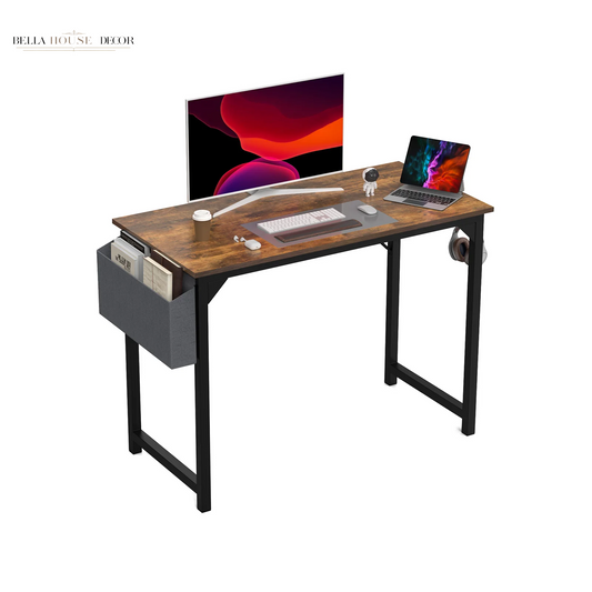 Computer Desk Writing Study Office Gaming Table Modern Simple Style Compact with Side Bag Headphone Hook Easy Assembly